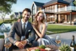 DALL·E 2024 10 21 11.28.41 A successful couple living a good life enjoying a luxurious serene outdoor setting in ultra realistic detail with more realistic facial features. Th